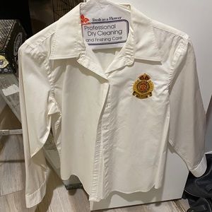 Lauren white oxford dress shirt Petite M white